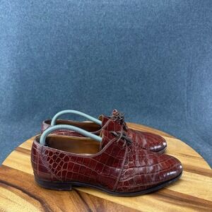 David Eden Mens Alligator Leather Oxford Dress Shoes LaceUp Brown Size 8.5 7088